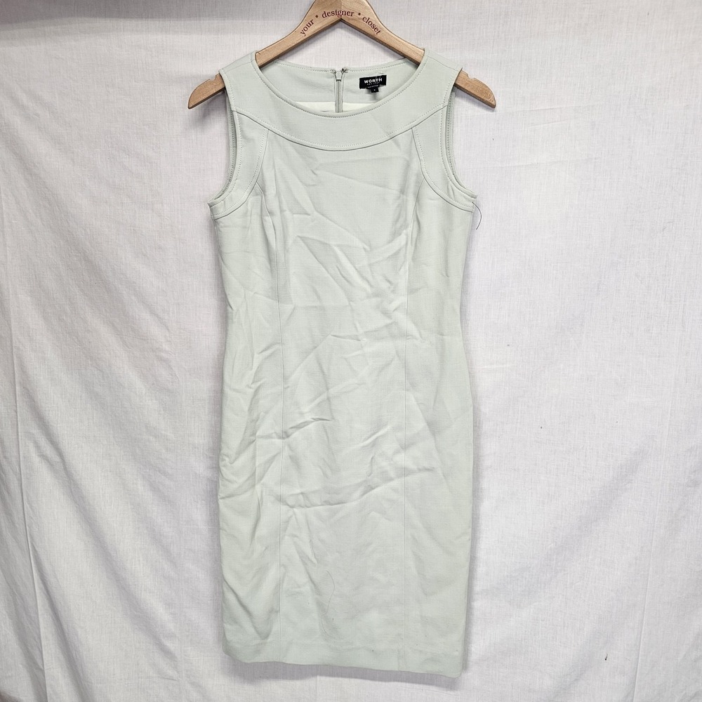 Worth New York Dress Size 2 Light Green Sleeveless Womens Sheath
